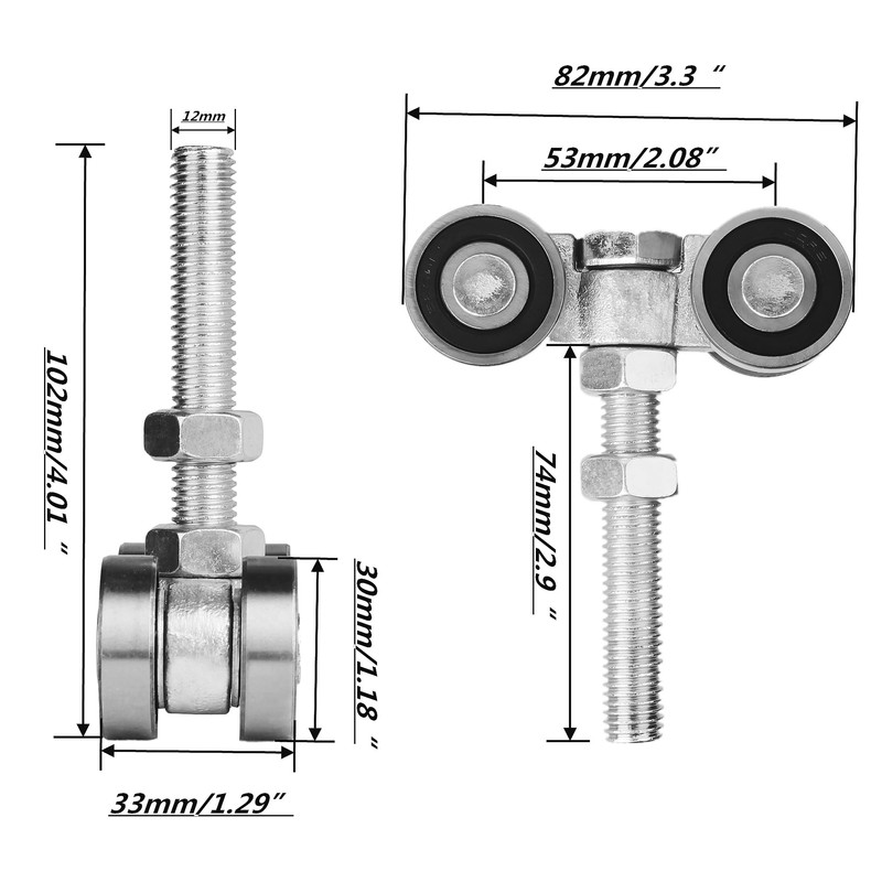 BiJun 4 Wheel Trolley Assembly Roller, Silent Trolley Roller Steel