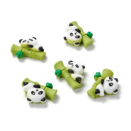 Ipotkitt 50Pcs Opaque Panda on Bamboo Resin Cabochons Cartoon Style Slime Charms for DIY Scrapbooking Jewellery Making Accessories - 20x25mm