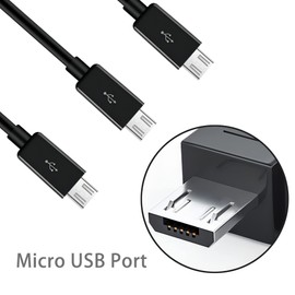 GELRHONR Short Micro USB Splitter Cable,3 in 1 USB 2.0 A Male to Three Micro USB Male Charging Cord Multi MicroUSB Data Sync Adapter Cable Split MicroUSB Connection Wire (Black-0.25m-3 Mrico)