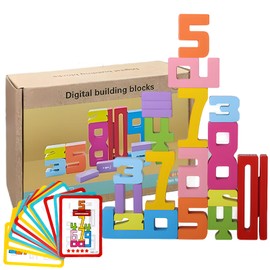 ZHAO GE Wooden Number Building Blocks, Pack of 20 Wooden Number Blocks, Children's Toy from 3 Years, Number Blocks, Wooden Building Blocks, Gifts for Girls, Boys, Children