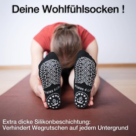 Pilates 4 Life® Pilates and yoga socks for women, size 37-42, extra secure non-slip sole for 100% stability and comfort, black