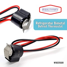 W10225581 Refrigerator Bimetal Defrost Thermostat (Fixes Temperature Issues) Replacement Part by DR Quality Parts - Compatible with Whirlpool ect. WPW10225581 PS11750673 2149849