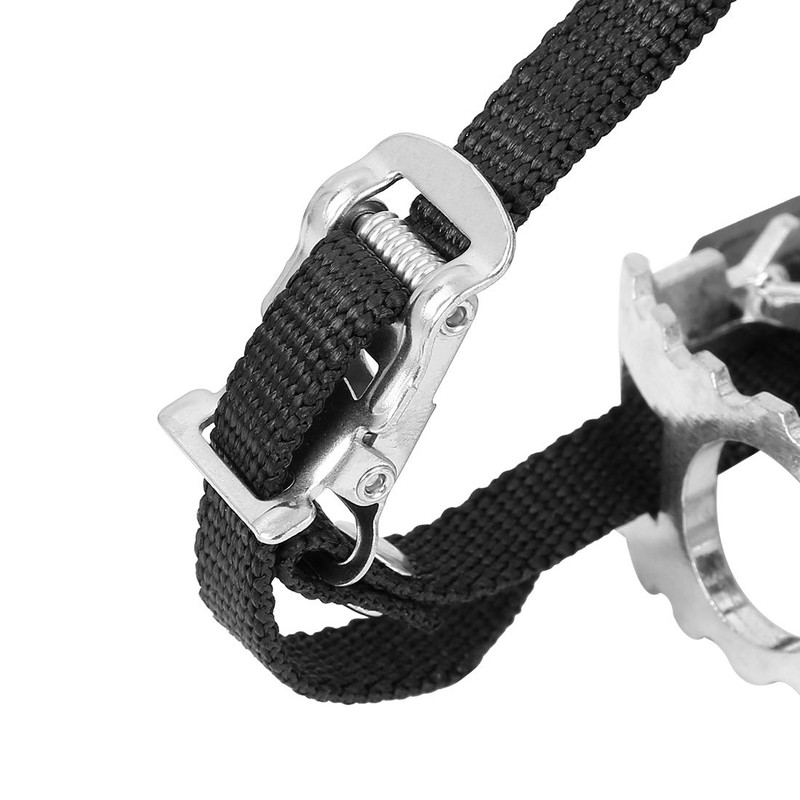 X AUTOHAUX Pair Bicycle Pedals with Toe Clip Foot Strap