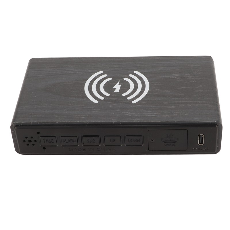 Black Wood Clock Digital Decoration White Light Wooden LED Clock