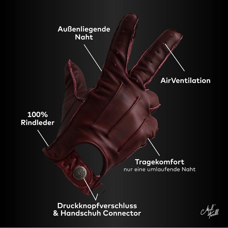 Mycl Turell Easy Rider Motorcycle Gloves Men's Genuine Leather Motorcycle
