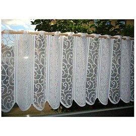 Curtain Panel Curtain Tendril in White for Window Width 90x140 cm Curtains Made from Jacquard with Beautiful Fall Ökotex High Quality... Hang It, Done. Curtain Romantic Chic TYP265, Fabric, white, HxB 52x150 cm