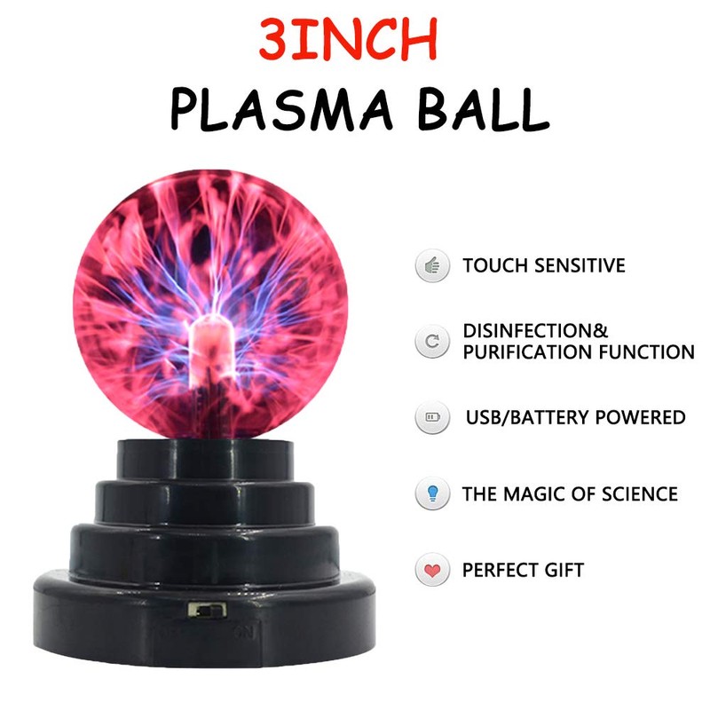 Rigrer Plasma Ball Lamp Light, Globe Static Touch Sensitive Magic