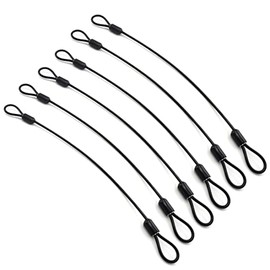 SDTC Tech 6-Pack 11.8" Stainless Steel Wire Rope with Rubber Coated and Loops 3mm Diameter Braided Steel Safety Lanyard Cable Strap for Chain Lock