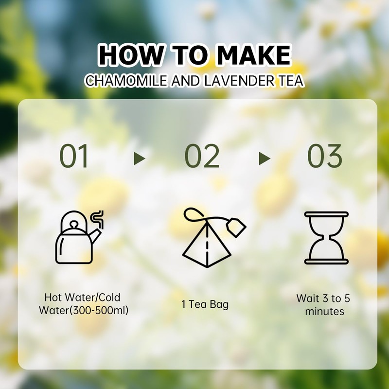 HANFANGLING Camomile and Lavender Tea,2Pcs, Herbal Tea,Helps to Relax,Reduces Anxiety,Improves