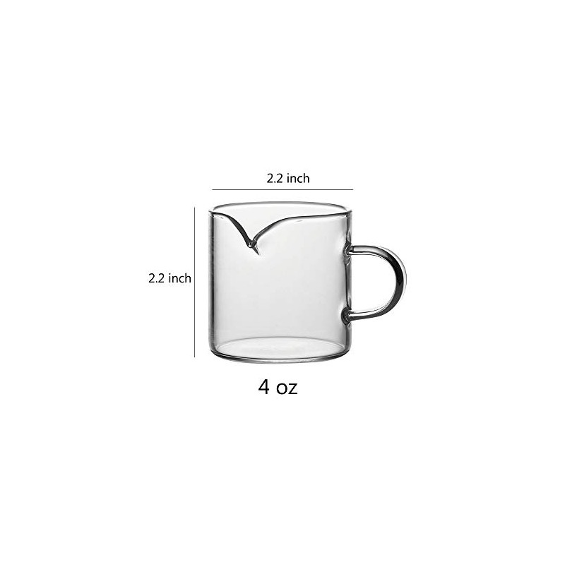Sizikato 2pcs Transparent Glass Creamer with Handle, 4oz Mini Coffee