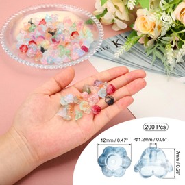 PATIKIL Glass Trumpet Flower Beads, 200 Pcs Gradient Flower Bead Charm for Jewelry Making DIY Craft, Bracelets, Earrings, Necklaces Decorations, Dark Ink Blue