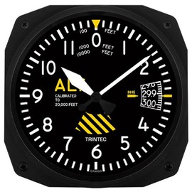 Trintec 30 th Anniversary 10" Aviation Altimeter Instrument Style Wall Clock 3060-10SE