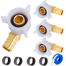 Breezliy PEX 1/2" x 1/2" NPT Female Threaded Swivel Elbow NPSM Brass Crimp Fittings, Pex Fittings 1/2 inch 90 Degree Swivel Female Adapter For RV Pex Faucet Connector(4PCS 1/2" Elbow)