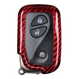 M.JVisun Genuine Carbon Fiber Key Fob Cover for Lexus ES350 GS300 GS350 GS430 GS450h GS460 HS250h IS250 IS350 is-C is-F LS460 LS600h LX570 RX270 RX350 Base Car Remote Key Fob Case for Men Women - Red