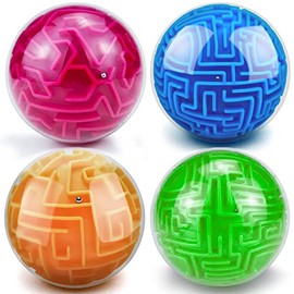YongnKids 4Pcs 3D Puzzle Maze Ball Brain Teaser Puzzles Maze Game for Kids Adult, Fidget Toy for Motor Skills and Coordination,Kids Autism ADHD Calmin
