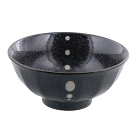 Tableware East Chazuke Rice Bowl, 15.2 fl oz (430 cc), Black, Polka Dot, Monotone Series