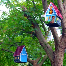 Casa de pájaros de jardín para colgar al aire última intervensión en el campo, lindas casas de pájaros para cabrones de gallina, colibrí, árbol de golondrina jaula para niños, amantes de la