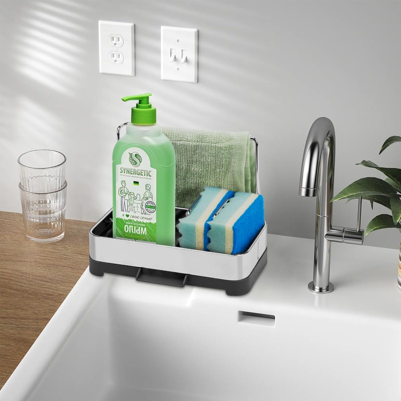 BYUNER Kitchen Sink Caddy Organiser, Sponge Holder for Kitchen Sink
