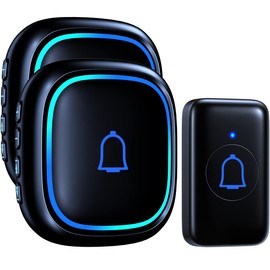 Wireless Doorbell Kits with 2 Receivers IP66 Waterproof 1000ft Range Door Bell for Classroom Teachers with 66 Ringtones 7 Levels Volume 115dB and LED Flash Memory Function Doorbell Chime for Home