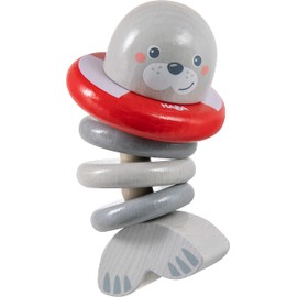 HABA 306691 Rattling Figure Seal, Grasping Toy from 6 Months, Made in Germany, Grey