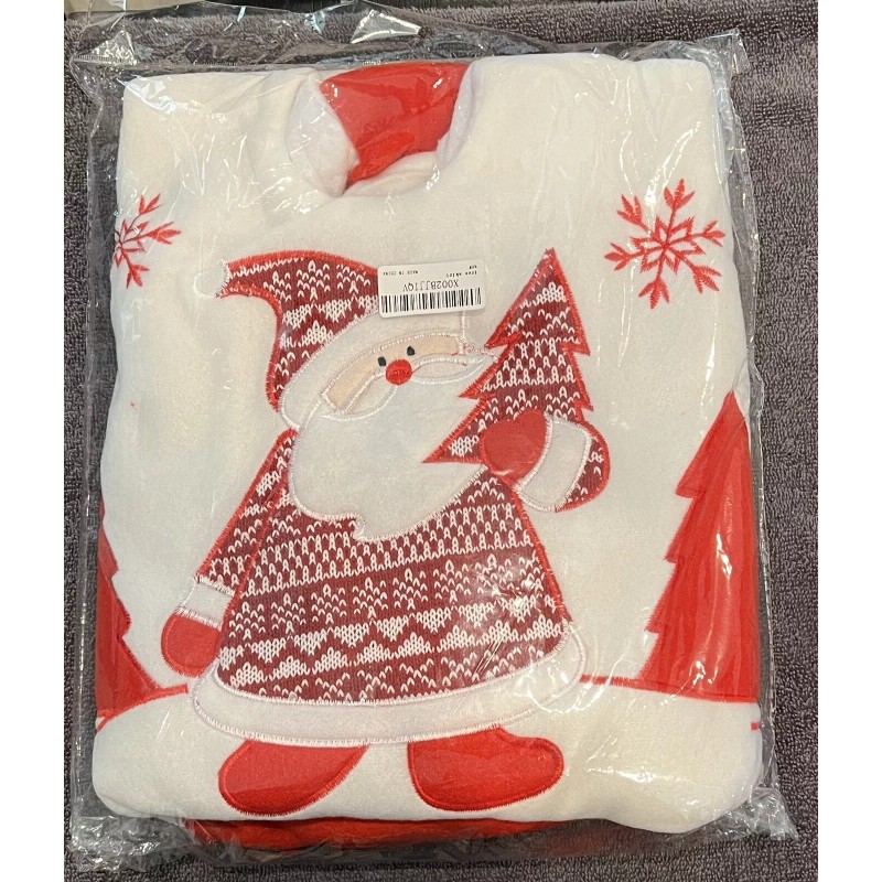 White Christmas Tree Skirt Red & White with Santa