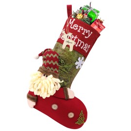 Yunaeduo Christmas Stockings - 18.5" Large Christmas Stocking, 3D Cute Santa Stocking, Xmas Stockings with Name Tages, Christmas Decorations for Tree, Bed, Stairs & Fireplace