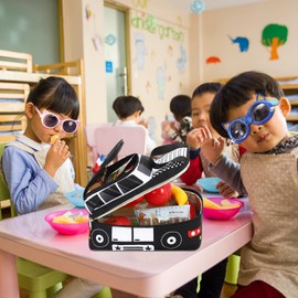 LEDAOU Lunch Box Kids Boys Girls Cute Insulated Lunch Box Reusable Lunch Bag Meals Tote Lunchbox for School Picnic Travel (Police Car)