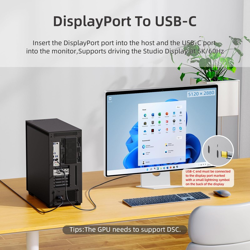 DisplayPort to USB-C Cable 8K@60Hz, DP to Type-C Male Cable