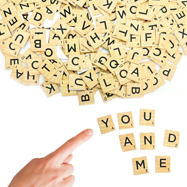450pcs Wood Texture A-Z Capital Letter Tiles Cardstock Tiles for