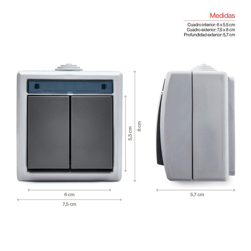 FAMATEL Double Switch | Recessed Socket | Aquant 55 Series