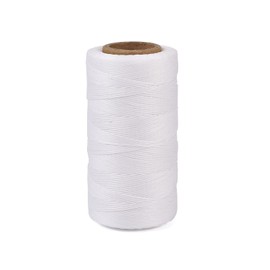 PandaHall 260 Meters 1mm Flat Waxed Polyester Cord White Leather Craft Thread Sewing Waxed String for Hand Stitching, Bookbinding, DIY Weaving Handicraft Tools, Shoes Repairing
