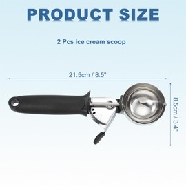 sourcing map 2pcs Cookie Scoops, Ice Cream Scoop with Trigger for Baking Cookie Dough Rice Pudding Kitchen Gadget, Black