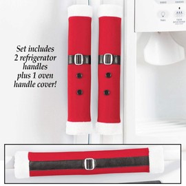 Set of 3 Refrigerator Door Handle Covers Protector,Santa‘s clothes Kitchen Appliance Covers,Microwave Oven Dishwasher Christmas Decorations,Keep Your Kitchen Appliance Clean from Smudges,Food Stains