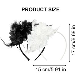 UILYNIU Pack of 2 Feather Hair Accessories Headband, Women's Mesh Feathers Headband, 20s Style Hair Band for Party, Cocktail, Wedding, Carnival, Wedding, Tea Party Accessories, Costume Accessories (2