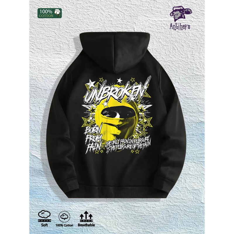 Unbroken Graphic Hoodie 100% Cotton US Warehouse 7 ColorsColor: Brown,