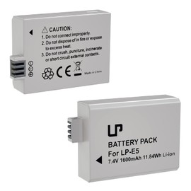 LP E5 Battery Pack, 2-Pack 1600mAh Battery Compatible with Canon EOS Rebel XS, Rebel T1i, Rebel XSi, 1000D, 500D, 450D, Kiss X3, Kiss X2, Kiss F Digital Camera and More