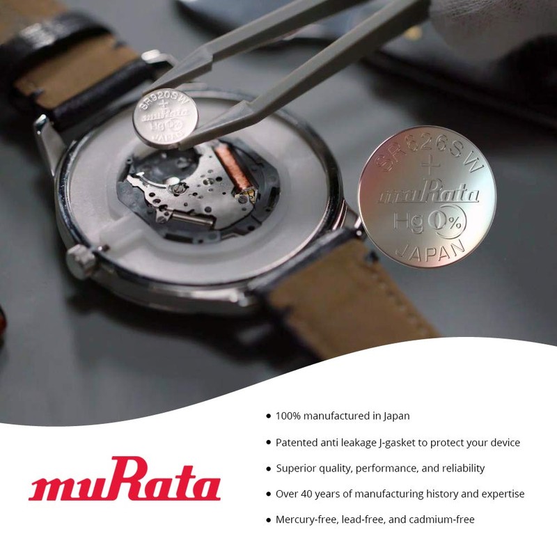 Murata 377 Battery SR626SW 1.55V Silver Oxide Watch Button Cell