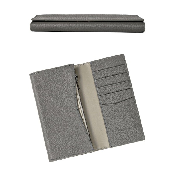 LS LASIEM Men's Long Wallet, Thin, Compact, gray