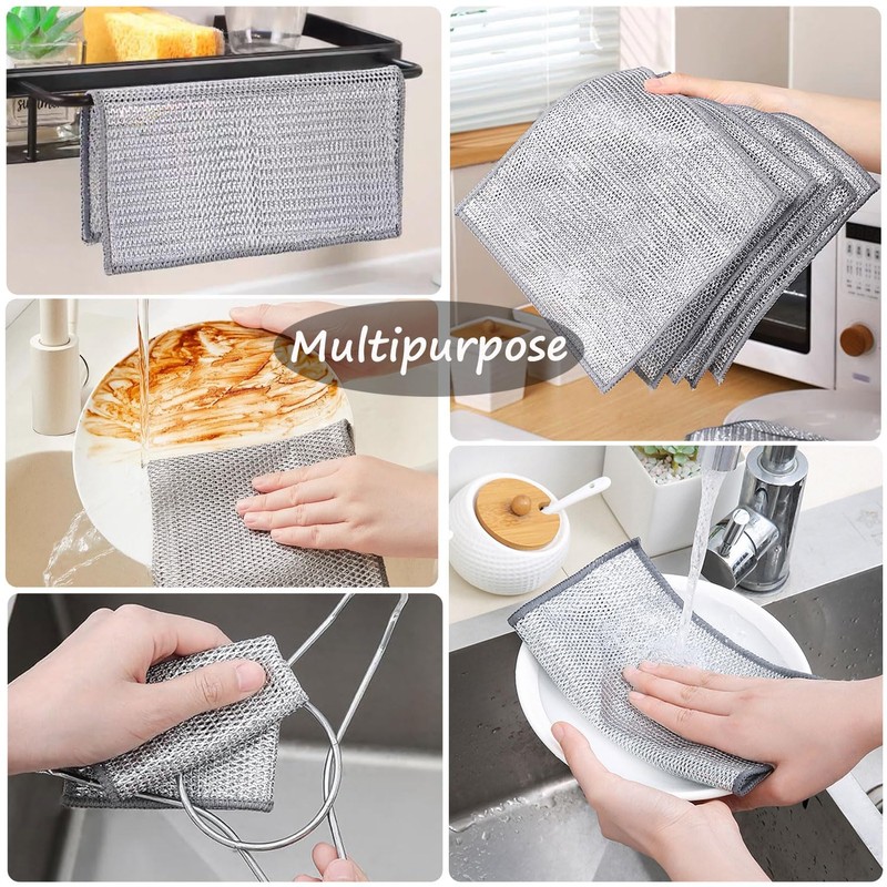HNNFMY 10PCS Double Layer Wire Dishwashing Cloths Non Scratch Multipurpose