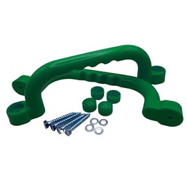 HOQ 1 Pair of Premium Grab Handles - 2 Pieces High-Quality Plastic Handles - Handrails 240 x 75 mm - for Stilt Houses, Bunk Beds, Playhouses and Play Towers - Green