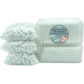 CGR TRADING COMPANY LIMITED 400pcs Baby Safety Cotton Swabs Large Tips Organic Cotton White Sticks 5 Pack