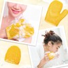 2 Pcs Honeycomb Exfoliating Glove Set, Face Body Shower Mitt,Beige