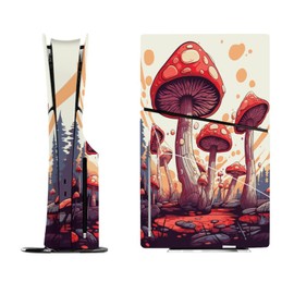 Buyidec Sticker Skin for Model 5 Slim Disc Mushroom Pink Skin Accessories Cover Skins Anime Vinyl Cover Sticker Full Set for Model5 Slim Disk Edition