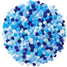 Tegeme 2000 Pieces Pom Poms 1 cm Assorted Pompoms and Crafts Fuzzy Balls for Autumn Thanksgiving Christmas DIY Arts and Craft Making Decorations(Blue Series)