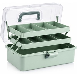 3-Layer Plastic Storage Organizer with Adjustable Dividers – Portable Craft Supply Box with Handle for Home, Office & Hobbies