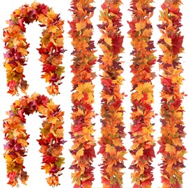 6 Pack 5.8Ft/Piece Fall Leaves Maple Leaf Garland for Mantle Artificial Autumn Hanging Foliage for Home Fall Decor Wedding Fireplace Party