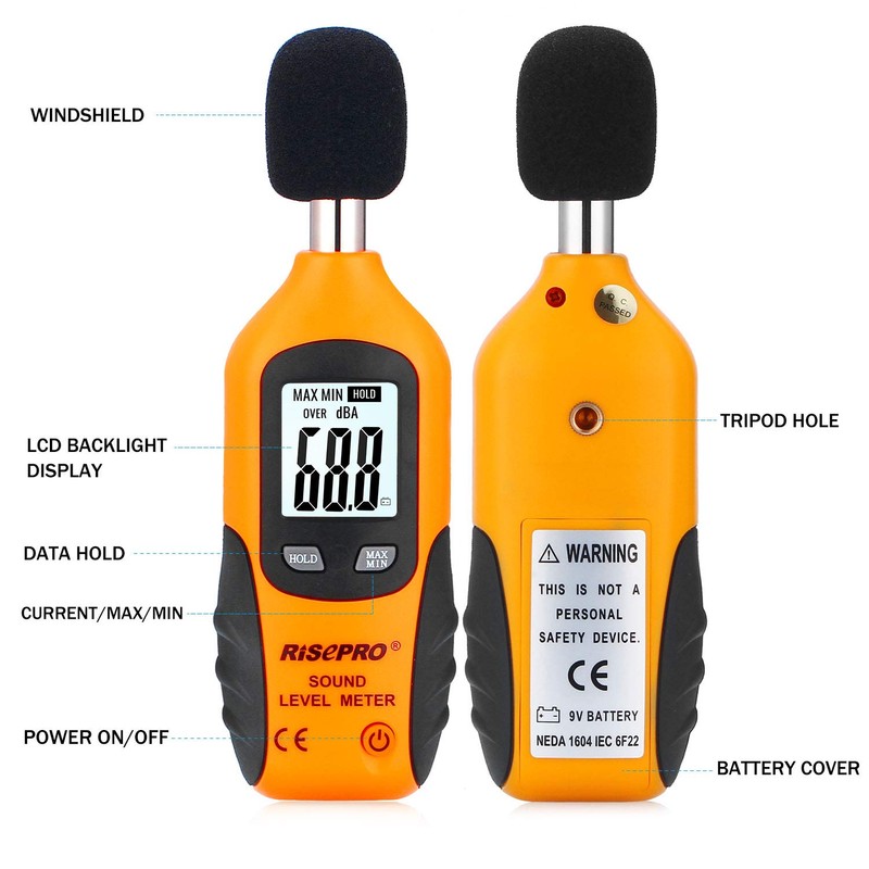 Decibel Meter, RISEPRO® Digital Sound Level Meter 30 – 130