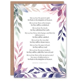 Artery8 Christian Birthday Card Beatitudes Sermon on the Mount Matthew Gospel Violet Blank Card For Him Or Her