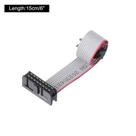 MECCANIXITY 2.54mm Pitch IDC 10 to 16 Pins Dual Female Connector Motherboard Flat Ribbon Cable Wire 15cm 6" Grey