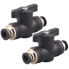 DERPIPE Pneumatic Valve, 1/4" x 1/4" Push to Connect Fitting, Air Flow Control Hand Valves, Straight Quick Connect Union (pack of 2)